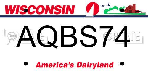 AQBS74 Wisconsin License Plate