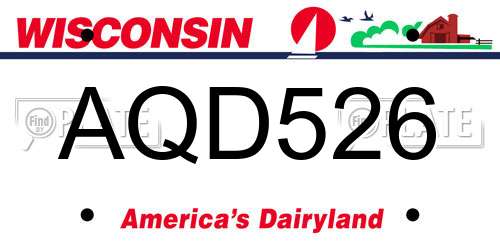 AQD526 Wisconsin License Plate