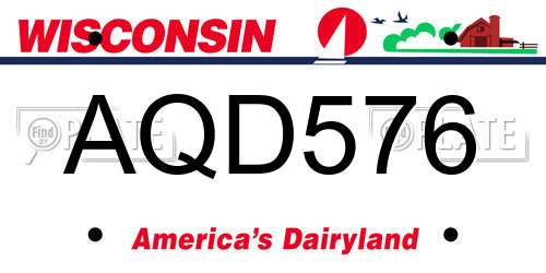 AQD576 Wisconsin License Plate