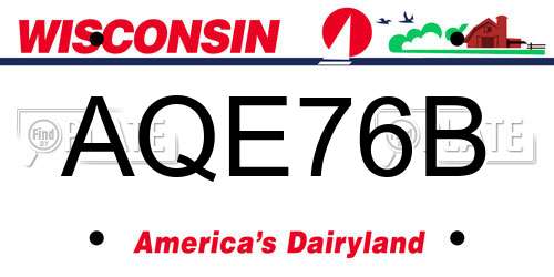 AQE76B Wisconsin License Plate