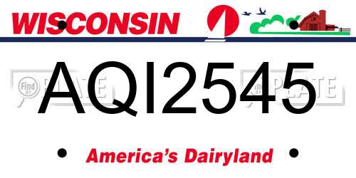 AQI2545 Wisconsin License Plate