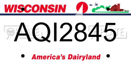 AQI2845 Wisconsin License Plate