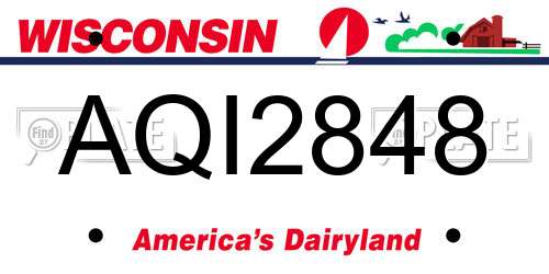 AQI2848 Wisconsin License Plate