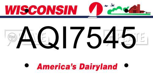 AQI7545 Wisconsin License Plate