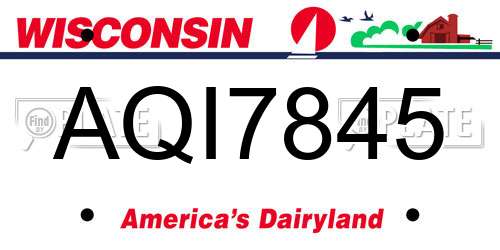 AQI7845 Wisconsin License Plate