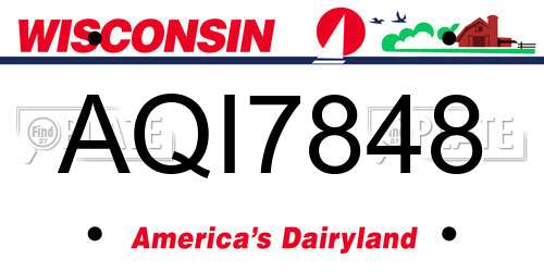 AQI7848 Wisconsin License Plate