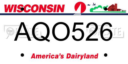AQO526 Wisconsin License Plate