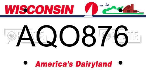 AQO876 Wisconsin License Plate