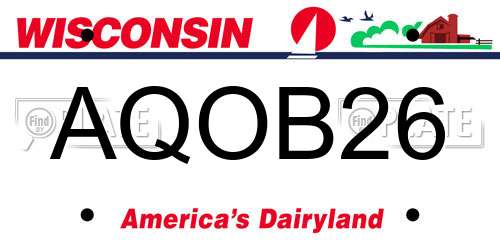 AQOB26 Wisconsin License Plate