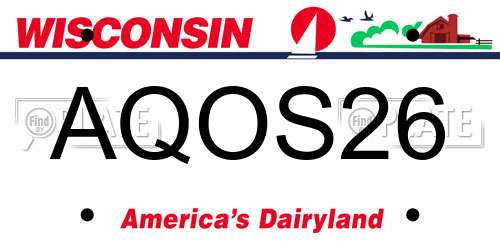 AQOS26 Wisconsin License Plate