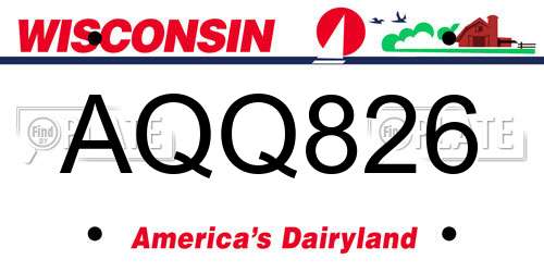 AQQ826 Wisconsin License Plate