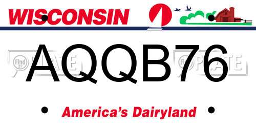 AQQB76 Wisconsin License Plate