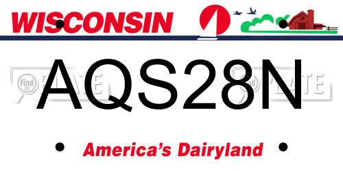 AQS28N Wisconsin License Plate