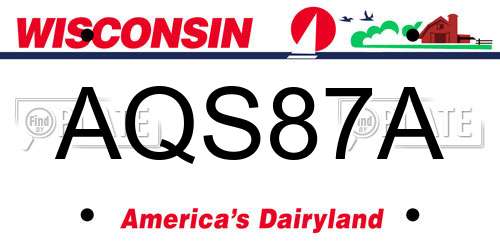 AQS87A Wisconsin License Plate