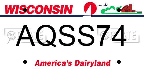 AQSS74 Wisconsin License Plate