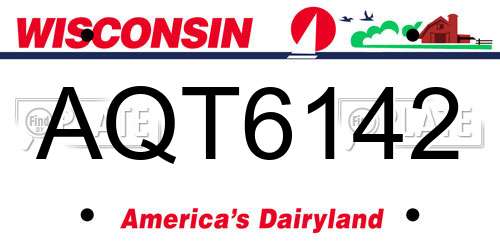 AQT6142 Wisconsin License Plate