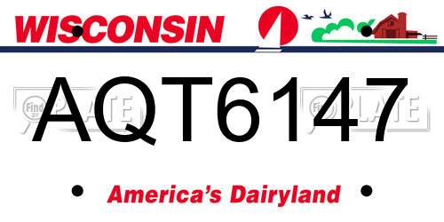 AQT6147 Wisconsin License Plate