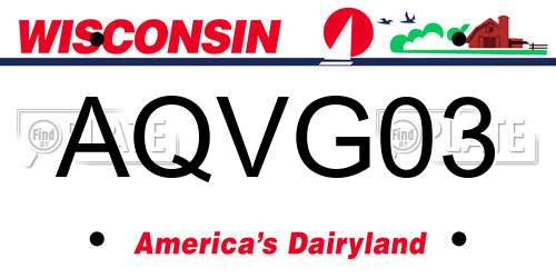 AQVG03 Wisconsin License Plate