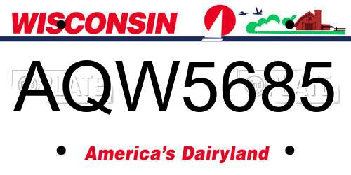 AQW5685 Wisconsin License Plate