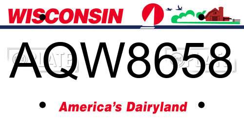 AQW8658 Wisconsin License Plate