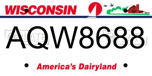 AQW8688 Wisconsin License Plate