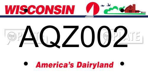 AQZ002 Wisconsin License Plate