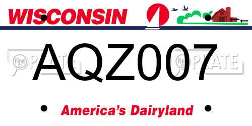 AQZ007 Wisconsin License Plate