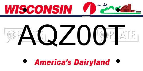 AQZ00T Wisconsin License Plate