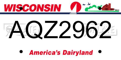 AQZ2962 Wisconsin License Plate