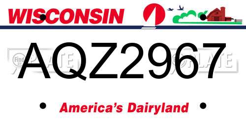 AQZ2967 Wisconsin License Plate