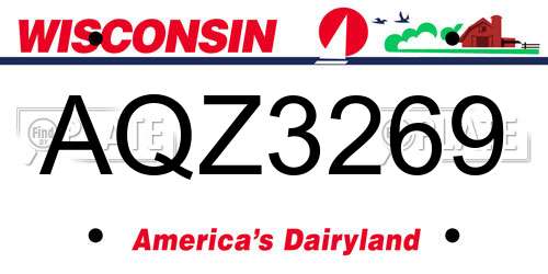 AQZ3269 Wisconsin License Plate