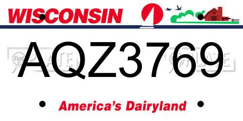 AQZ3769 Wisconsin License Plate