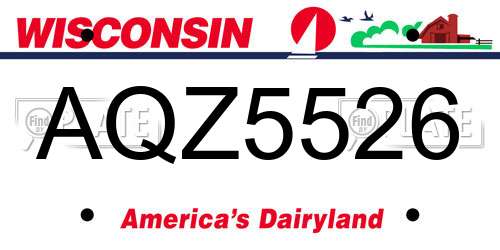 AQZ5526 Wisconsin License Plate