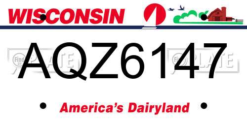AQZ6147 Wisconsin License Plate