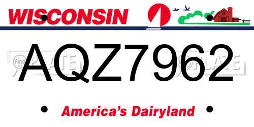AQZ7962 Wisconsin License Plate