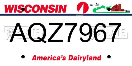 AQZ7967 Wisconsin License Plate