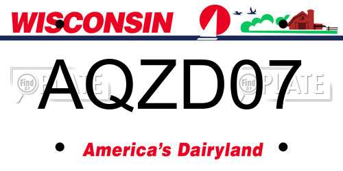 AQZD07 Wisconsin License Plate
