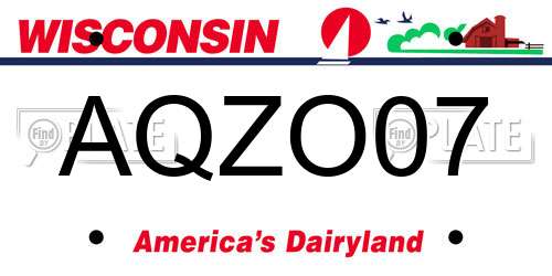 AQZO07 Wisconsin License Plate