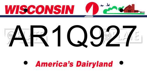 AR1Q927 Wisconsin License Plate