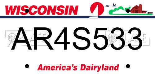 AR4S533 Wisconsin License Plate