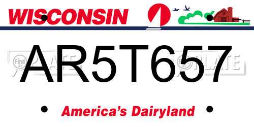 AR5T657 Wisconsin License Plate