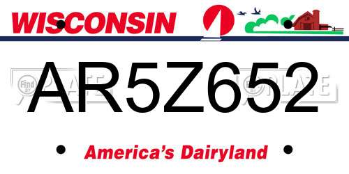 AR5Z652 Wisconsin License Plate