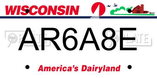 AR6A8E Wisconsin License Plate