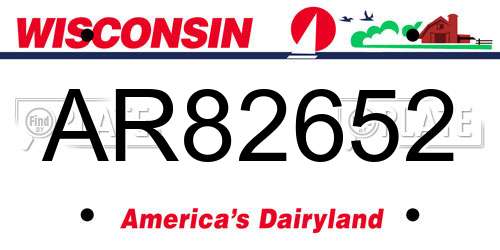 AR82652 Wisconsin License Plate