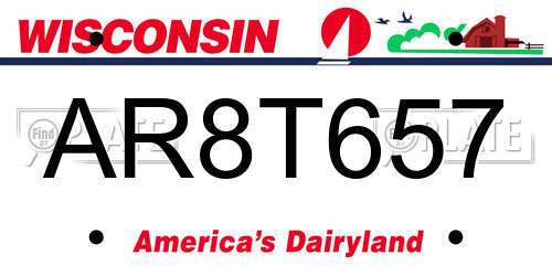 AR8T657 Wisconsin License Plate