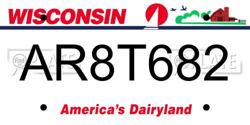 AR8T682 Wisconsin License Plate