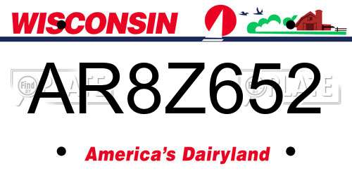 AR8Z652 Wisconsin License Plate