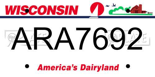 ARA7692 Wisconsin License Plate