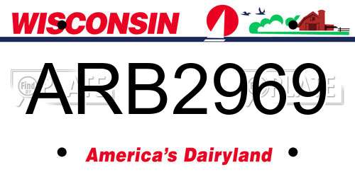ARB2969 Wisconsin License Plate