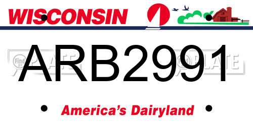 ARB2991 Wisconsin License Plate